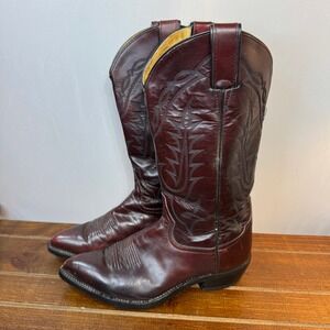 Tony Lama‎ Boots Mens 7.5 EE Burgundy Leather Western Cowboy